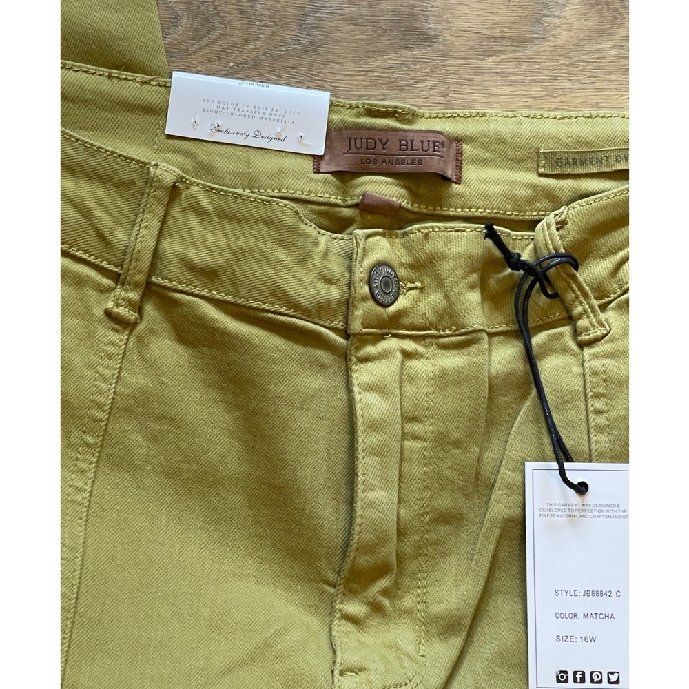 Judy Blue 16W High Waste Garment Dyed Matcha Straight Leg Cargo Pants NWT - Picture 6 of 16